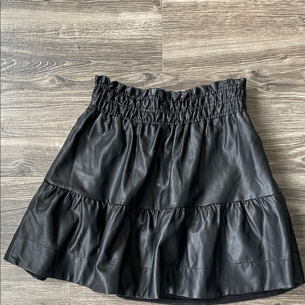 Anthropologie Black A-Line Faux Leather Skirt